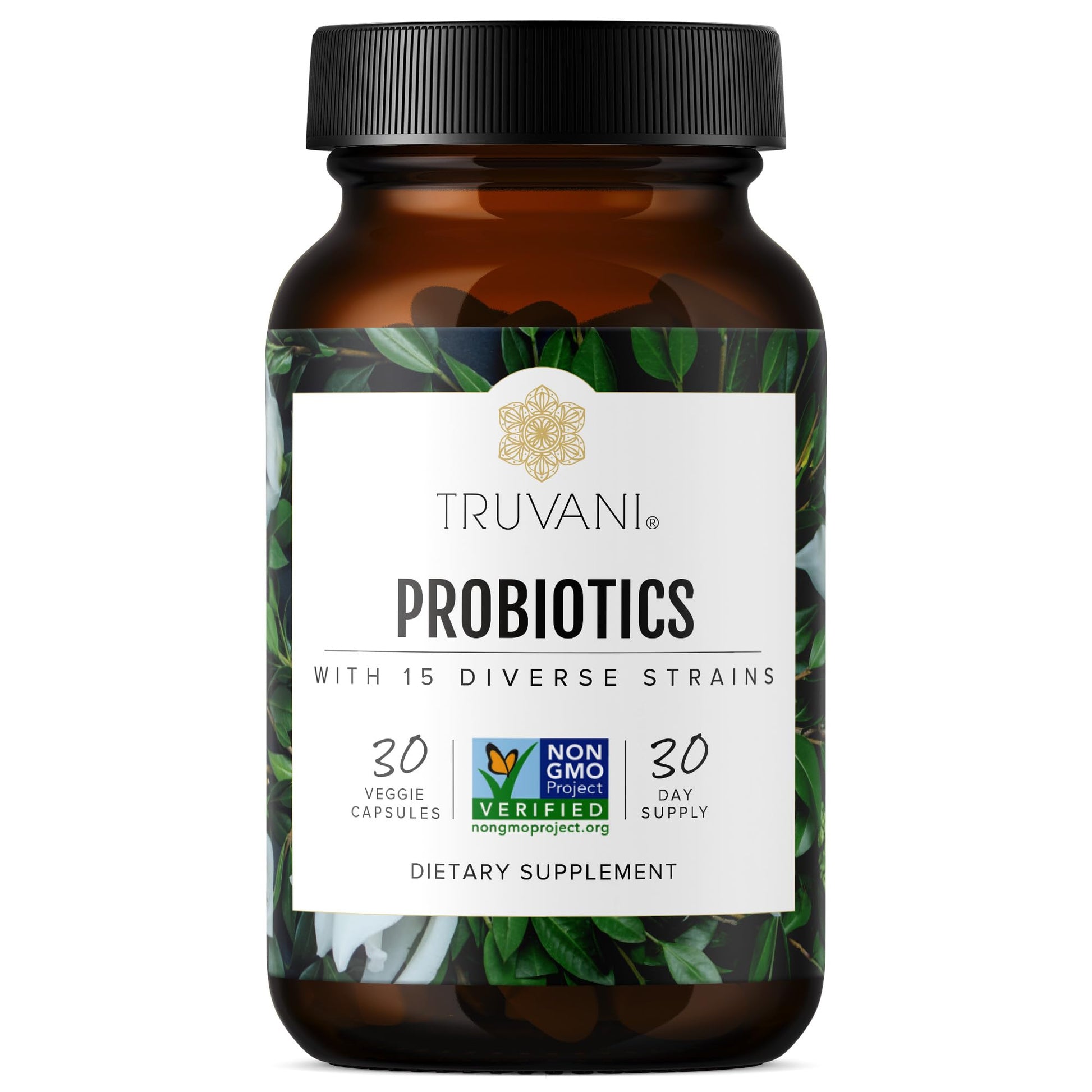 Truvani Probiotic Supplement | 30 Servings | 15 Billion CFU | 15 Diverse Strains for Digestive, Immune & Brain Health Support | Shelf-Stable Vegan Capsules | Non-GMO, No Fillers TruvaniAu supplements