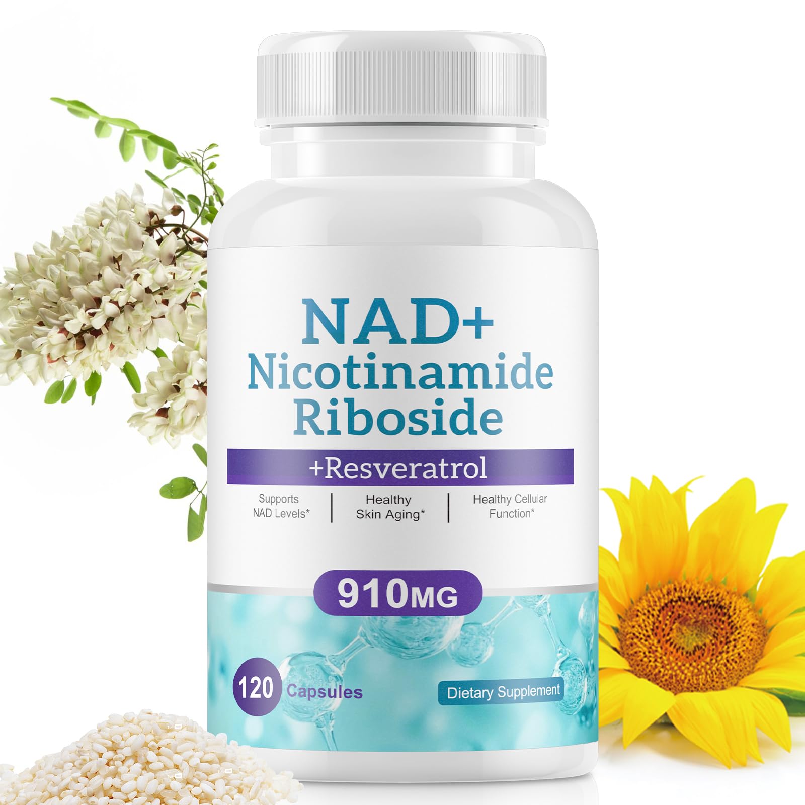 NAD+ Supplement Alternative - Liposomal Nicotinamide Riboside - Resveratrol & Quercetin - High Purity NAD Supplements for Anti-Aging, Focus, Energy 120 Capsules RuduwuAu supplements