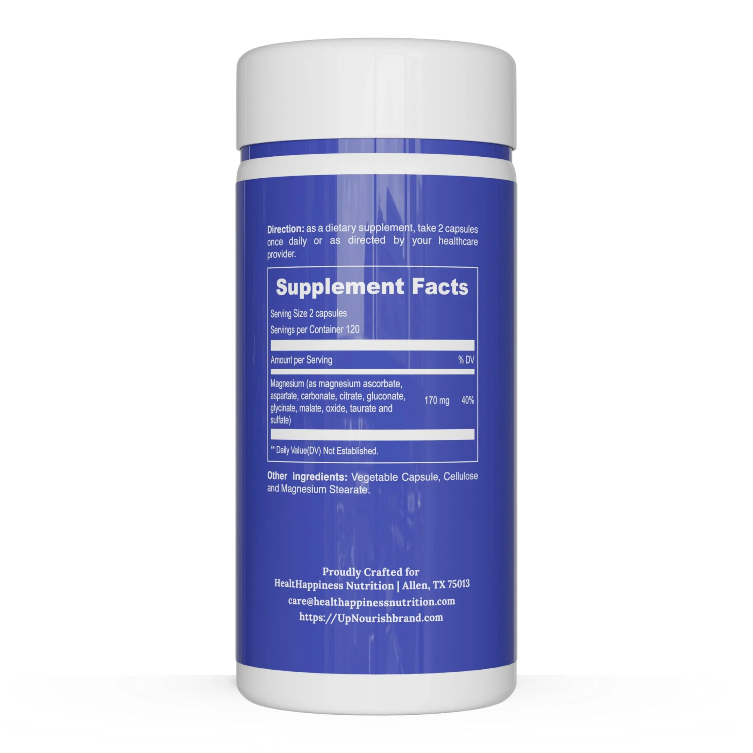 UpNourish Magnesium Supplement - 10 in 1 Magnesium Complex - Full Spectrum Magnesium Mineral Supplements with Glycinate, Citrate, Taurate, Malate, Carbonate, Oxide and More, 240 Vegan Capsules UpNourishnz supplements
