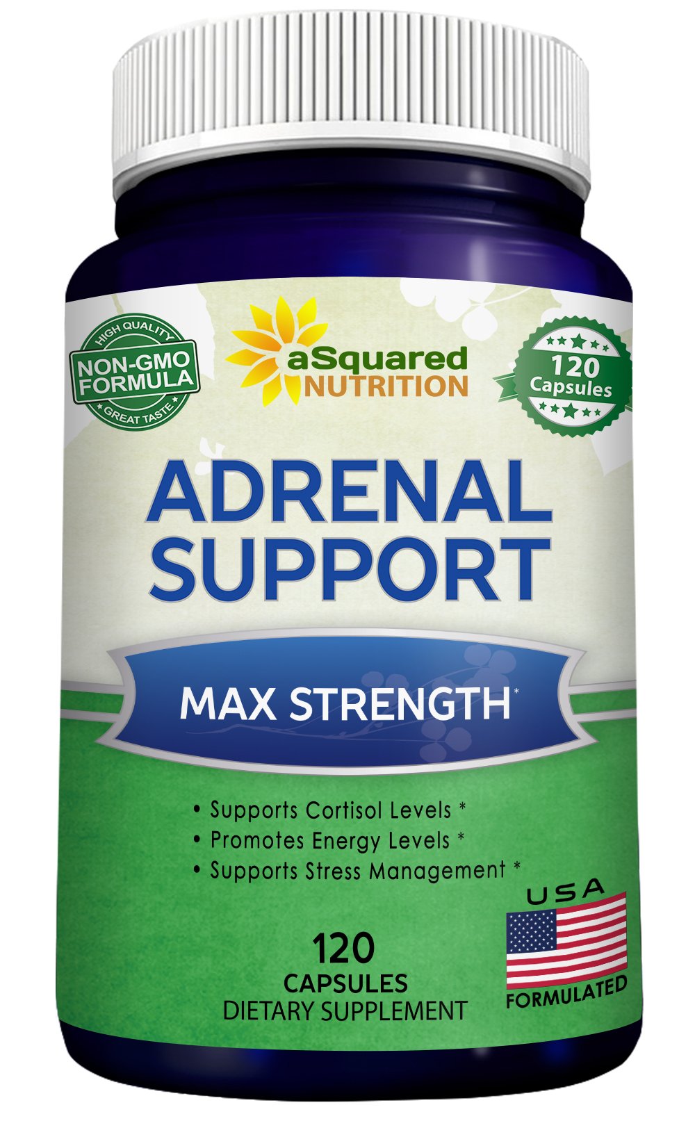 aSquared Nutrition Adrenal Support & Cortisol Manager Supplement (120 Capsules)-Adrenal Health w/Vitamin C Complex Pills to Support Fatigue & Stress Relief-Ashwagandha, L-Tyrosine, Rhodiola & Ginseng aSquared NutritionAu supplements
