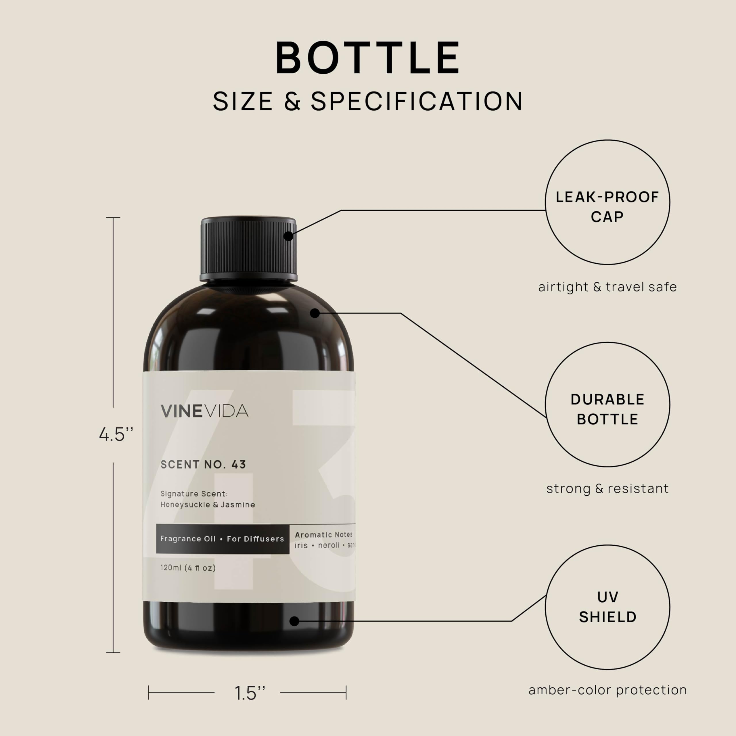 VINEVIDA [4 Fl Oz] Honeysuckle & Jasmine Fragrance Oil for Cold Air Diffusers, Essential Oils VINEVIDAAu supplements