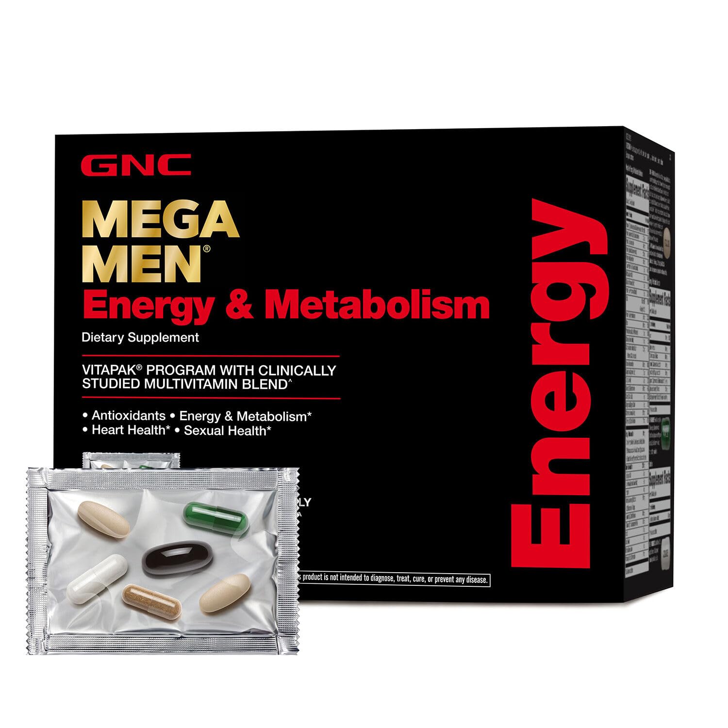 GNC Mega Men Energy and Metabolism Vitapak Program, Convenient, Complete Nutrition, 5 Products in 1 Packet, Calorie Burn, Thermogenic, 300mg Caffeine, 30 Daily Packs GNCAu supplements