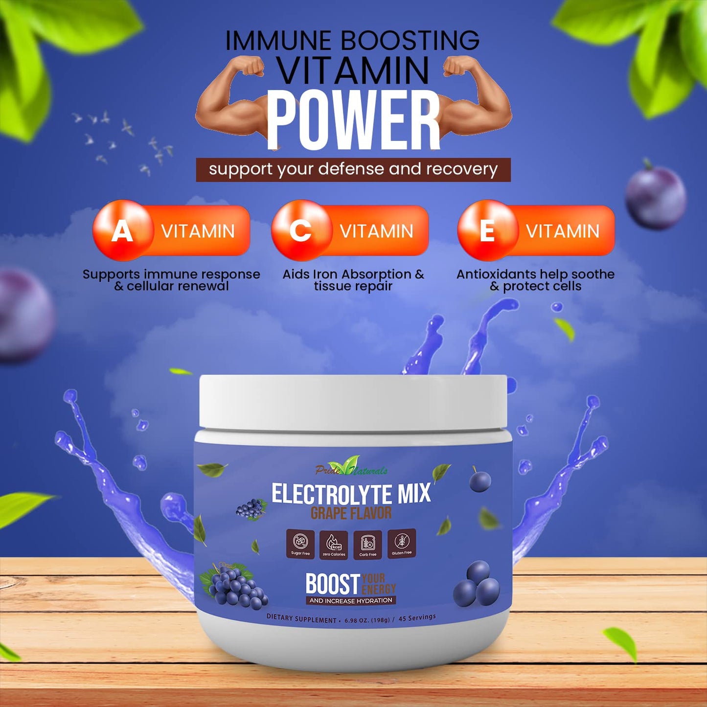 Electrolyte Powder - Refreshing Workout Recovery Electrolytes, Sugar Free, Gluten Free Pride Naturals, IncUS supplements