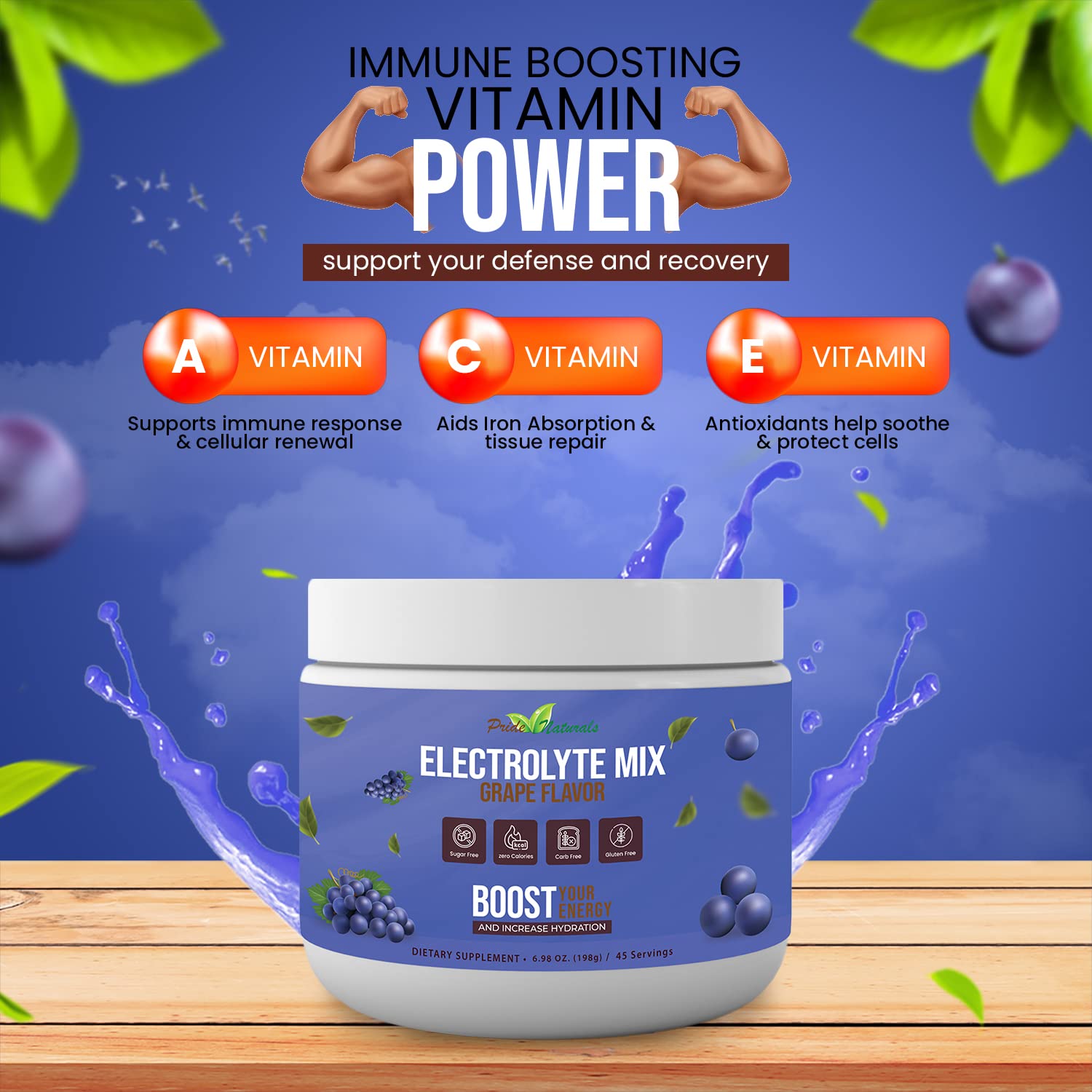 Electrolyte Powder - Refreshing Workout Recovery Electrolytes, Sugar Free, Gluten Free Pride Naturals, IncUS supplements