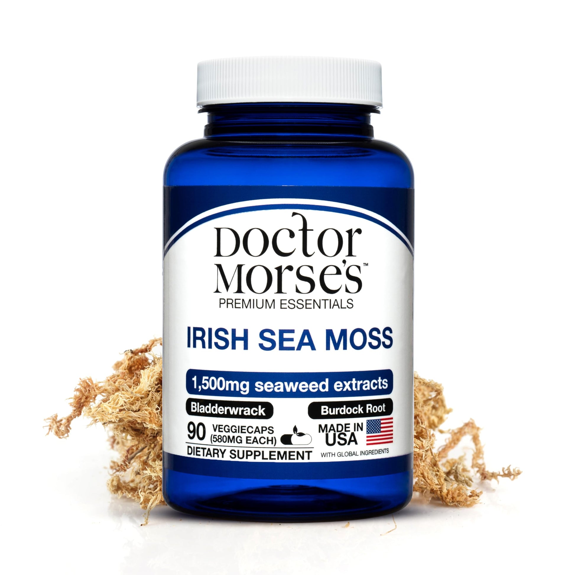 Irish Sea Moss Advanced Supplement Capsules 1500mg, Ultra Potent Seamoss Advanced with Bladderwrack & Burdock Root, Made in FDA-Registered, NSF-Certified Facility, Overall Health Support, 90 Capsules Doctor Morse'sAu supplements