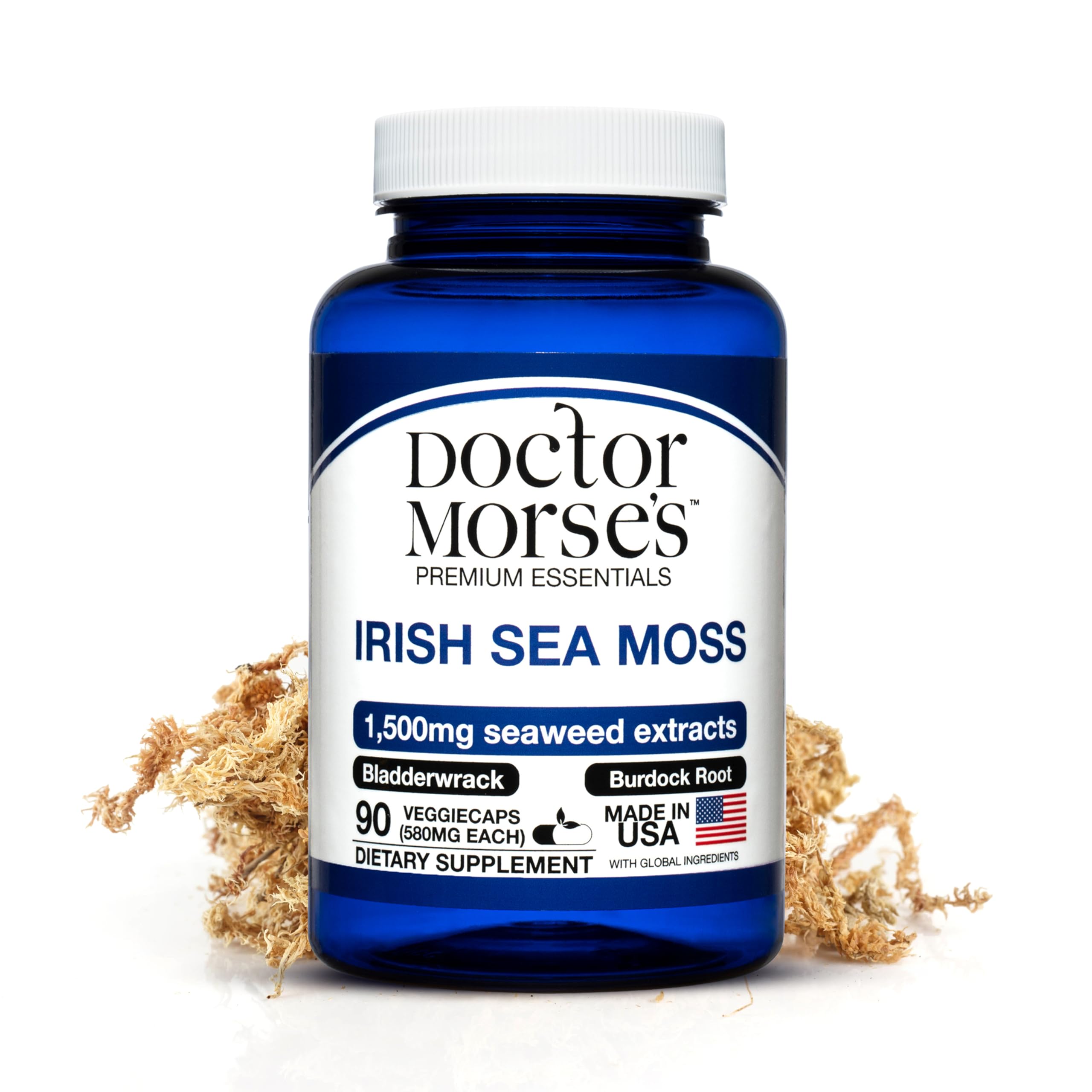 Irish Sea Moss Advanced Supplement Capsules 1500mg, Ultra Potent Seamoss Advanced with Bladderwrack & Burdock Root, Made in FDA-Registered, NSF-Certified Facility, Overall Health Support, 90 Capsules Doctor Morse'sAu supplements
