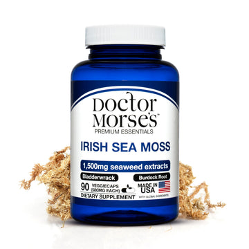 Irish Sea Moss Advanced Supplement Capsules 1500mg, Ultra Potent Seamoss Advanced with Bladderwrack & Burdock Root, Made in FDA-Registered, NSF-Certified Facility, Overall Health Support, 90 Capsules Doctor Morse'sAu supplements