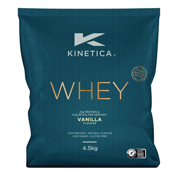 Kinetica Vanilla Whey Protein Powder | 4.5kg | 23g Protein per Serving | 150 Servings KineticaAu supplements