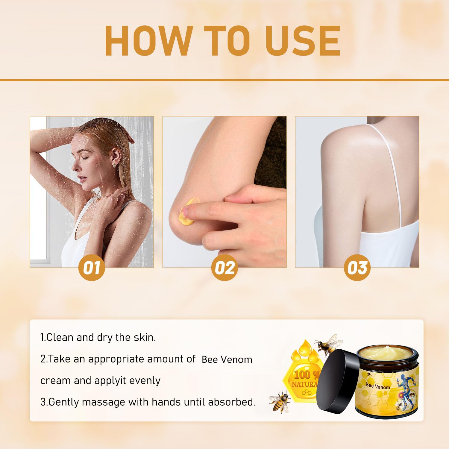 2 Pcs Bee Venom-Relief Cream, Professional Bee Venom Cream, Natural Joint Relief Gel, for Neck, Waist, Back Hand Feet and Leg YIVANNUOAu supplements