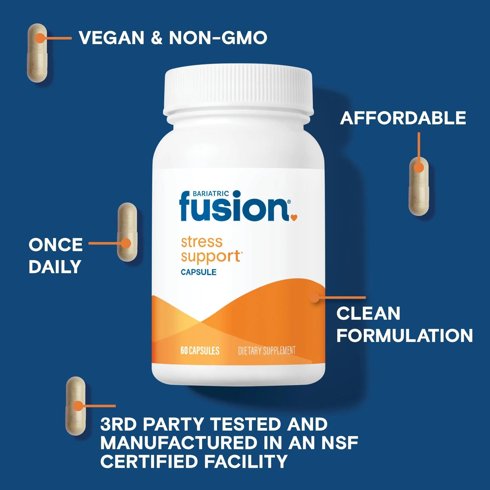 Bariatric Fusion Stress Support* | Vegan Supplement with Magnesium and Ashwagandha | Daily Vitamin for Women and Men | Bariatric FusionAu supplements