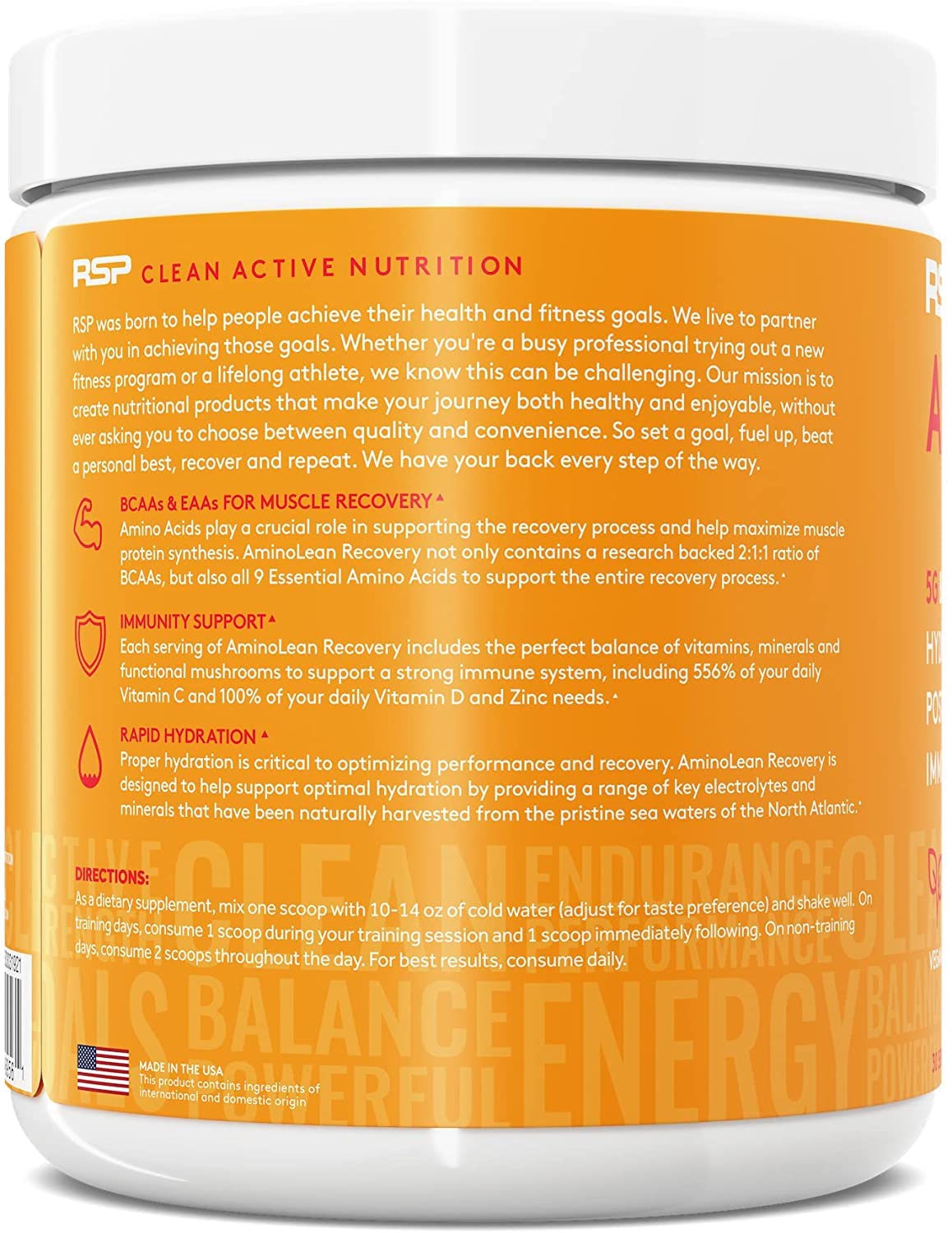 RSP AminoLean Recovery - Post Workout BCAAs Amino Acids Supplement + Electrolytes RSP NUTRITIONAu supplements