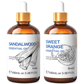 HIQILI Sandalwood Essential Oil and Sweet Orange Essential Oil, 100% Pure Natural for Diffuser - 3.38 Fl Oz HIQILIAu supplements