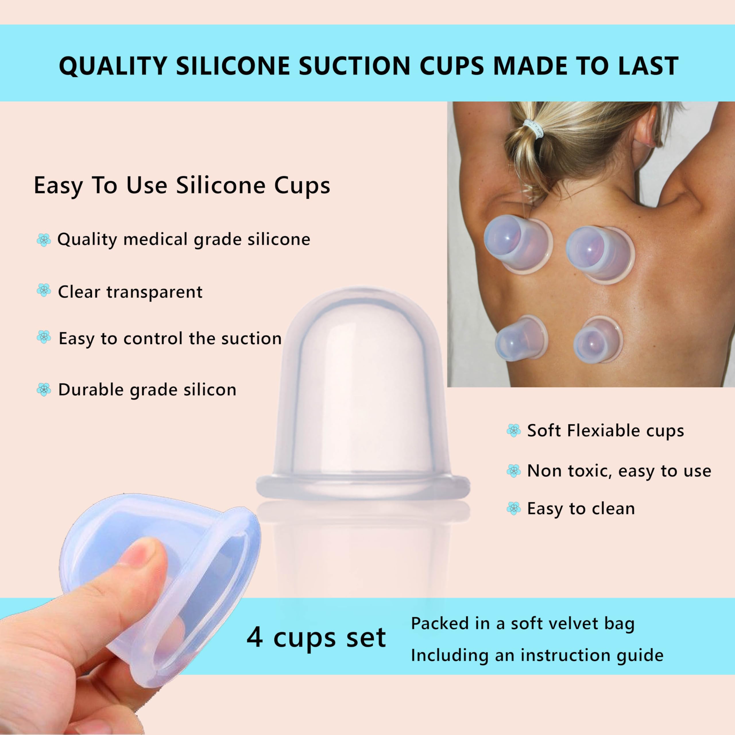 Cupping Kit for Massage Therapy - by DoSensePro, Cupping Set of 6 Professional Silicone Cups DoSenseProAu supplements