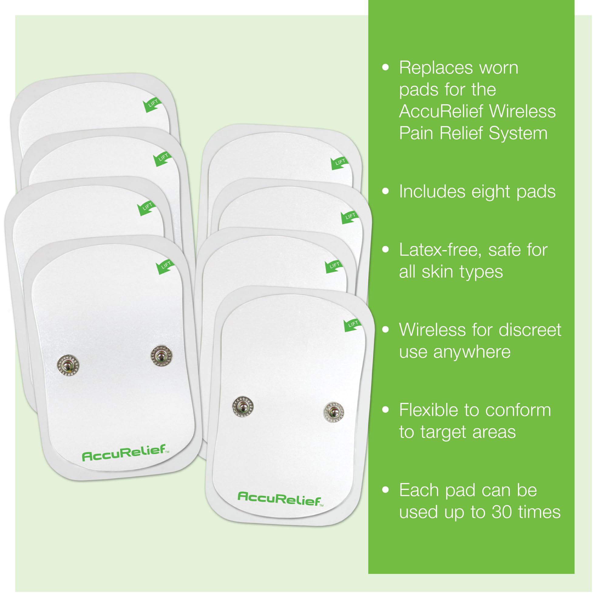 AccuRelief Wireless TENS Electrotherapy Pain Relief System Supply Kit (Packaging May Vary), Works with AccuRelief Wireless Remote Control TENS Device (ACRL-9000), 2 Pair (Pack of 1) AccuReliefAu supplements