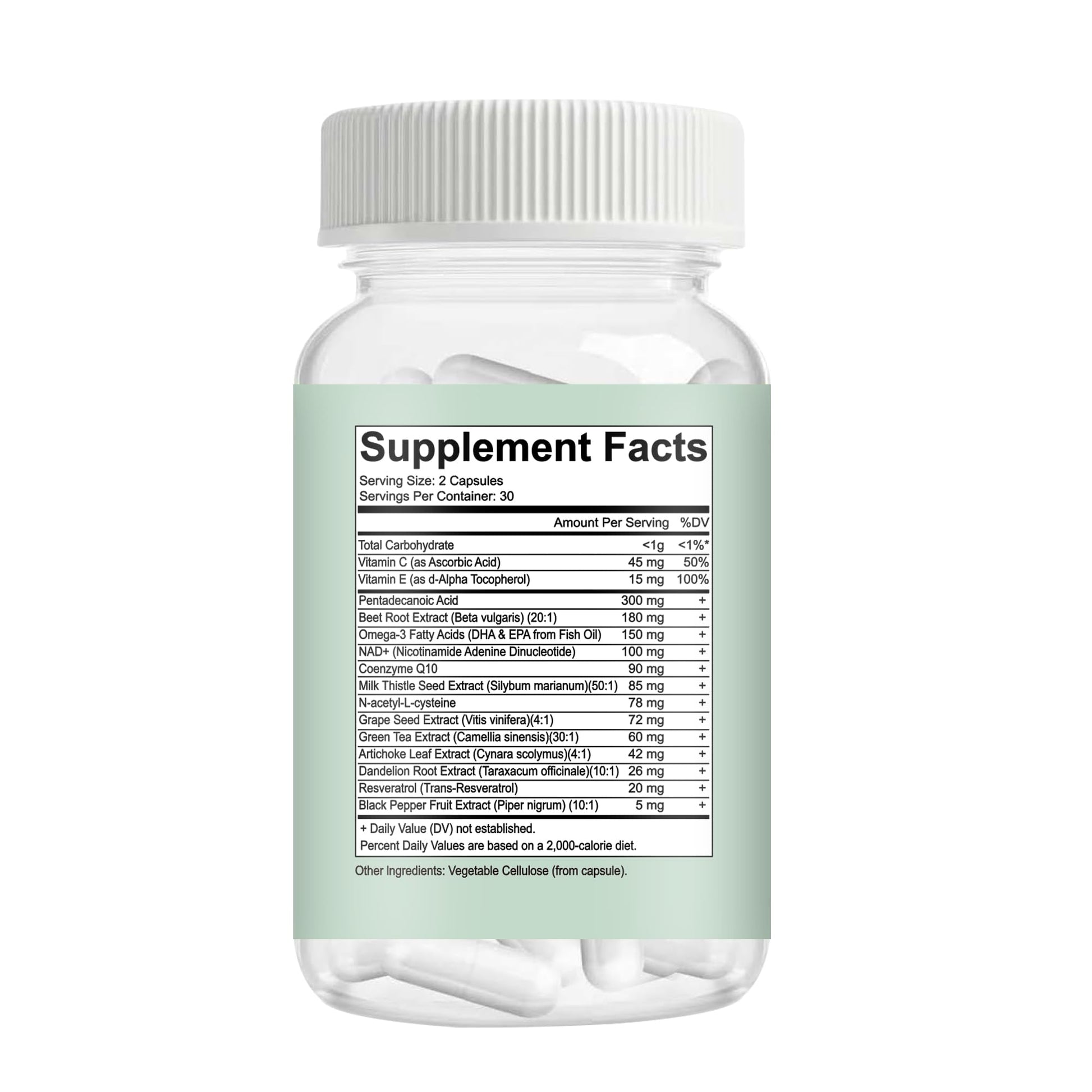 C15:0 Pentadecanoic Acid Supplement with Omega-3, CoQ10, NAD+, Vitamins, Essential Acids for Longevity Supplement, Liver Health, Energy Support - 60 ct CAUDANAu supplements