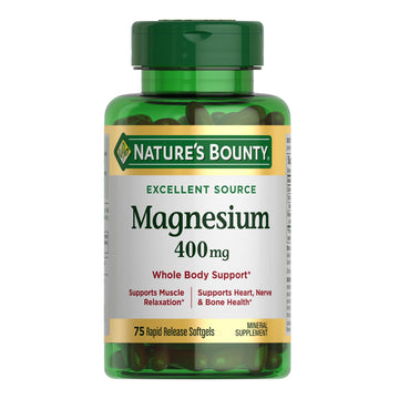 Nature's Bounty Magnesium 400 mg Softgel, Whole Body Support, Magnesium Supplements for Men and Women, Heart, Nerve & Bone Health, 75 Softgels (Pack of 1) Nature's BountyAu supplements