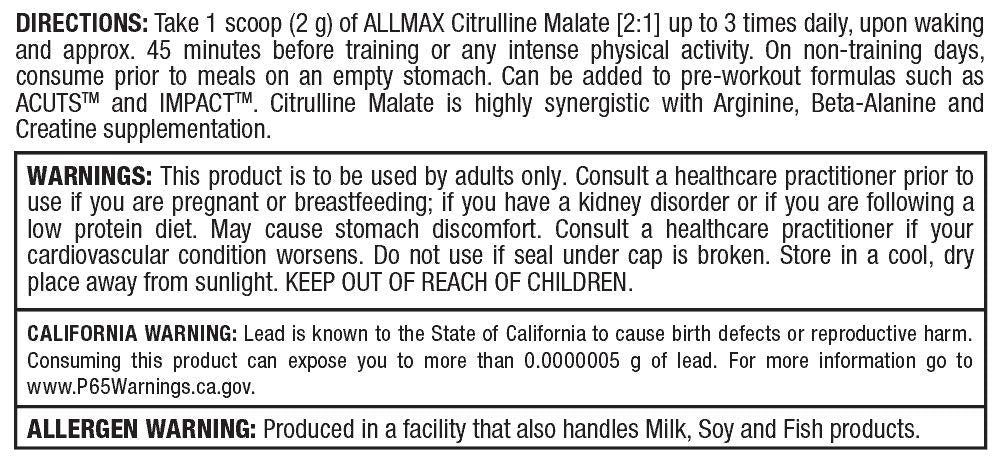 ALLMAX Essentials CITRULLINE MALATE 2:1 - 300 g Powder - Improves Endurance ALLMAX NutritionAu supplements