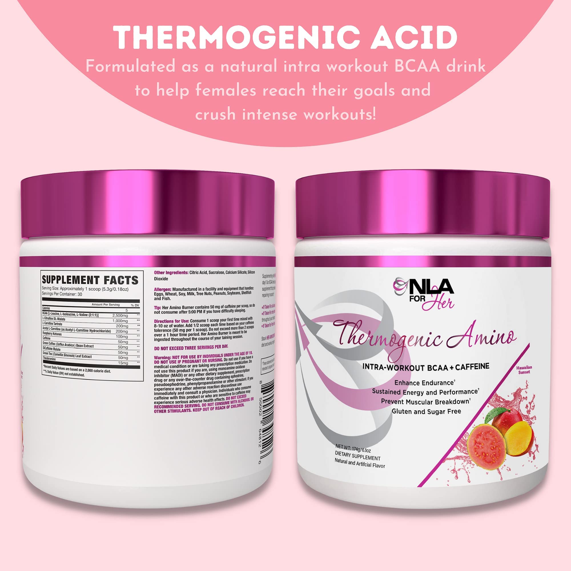 NLA for Her Pre/Intra Workout Stack (Includes Her Thermogenic Amino Hawaiian Sunset NLA for HerAu supplements