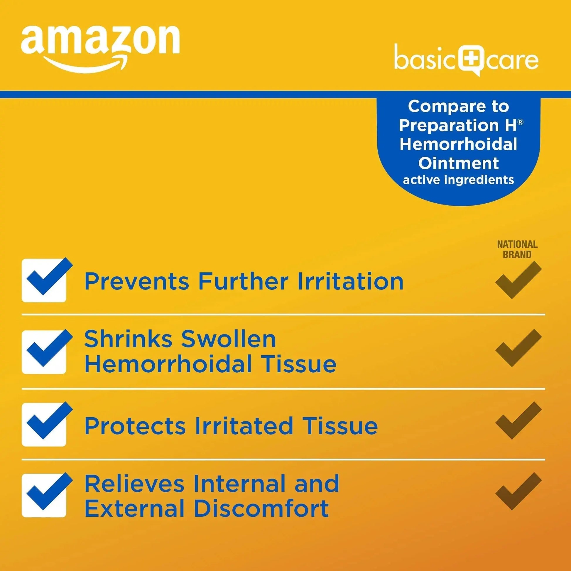 Amazon Basic Care Hemorrhoid Ointment, Fast-Acting Pain Relief, Relieves Burning, Itching, Swelling and Discomfort, 2 ounce (Pack of 1) Amazon Basic CareAu supplements