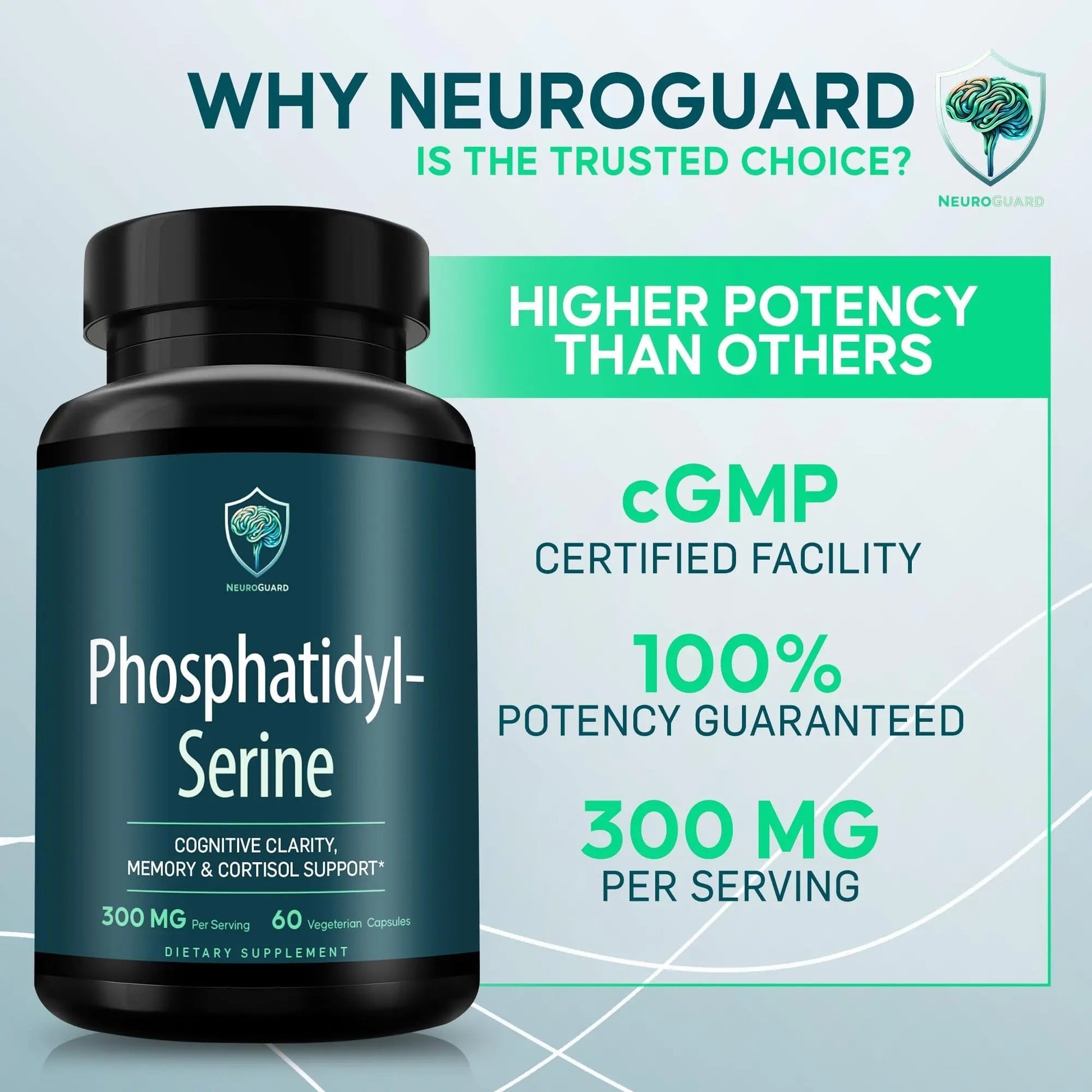 Phosphatidylserine Supplement – Premium Nootropic for Brain Health, Memory, Focus & Stress Support – 300mg Sunflower Lecithin NeuroGuardAu supplements