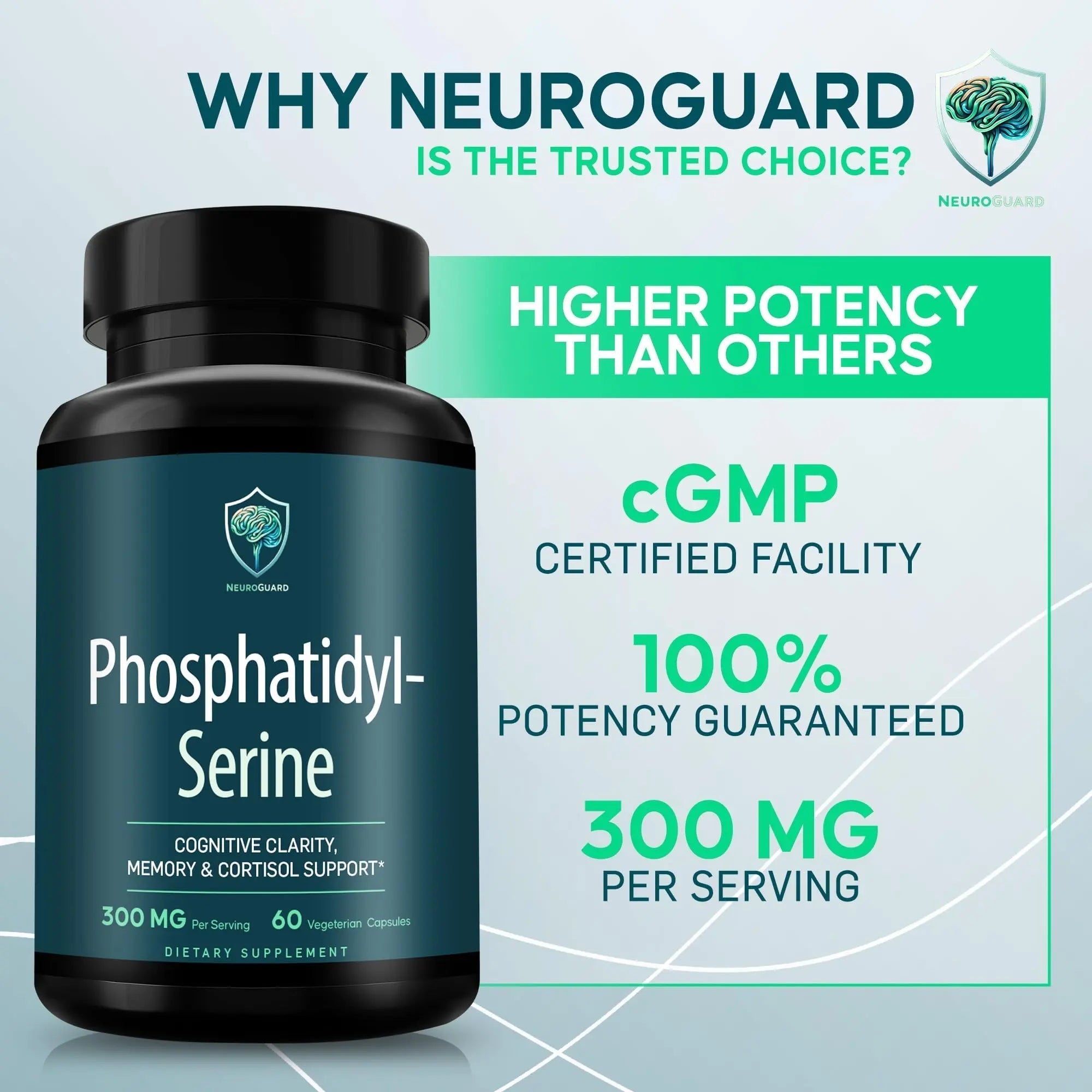 Phosphatidylserine Supplement – Premium Nootropic for Brain Health, Memory, Focus & Stress Support – 300mg Sunflower Lecithin NeuroGuardAu supplements