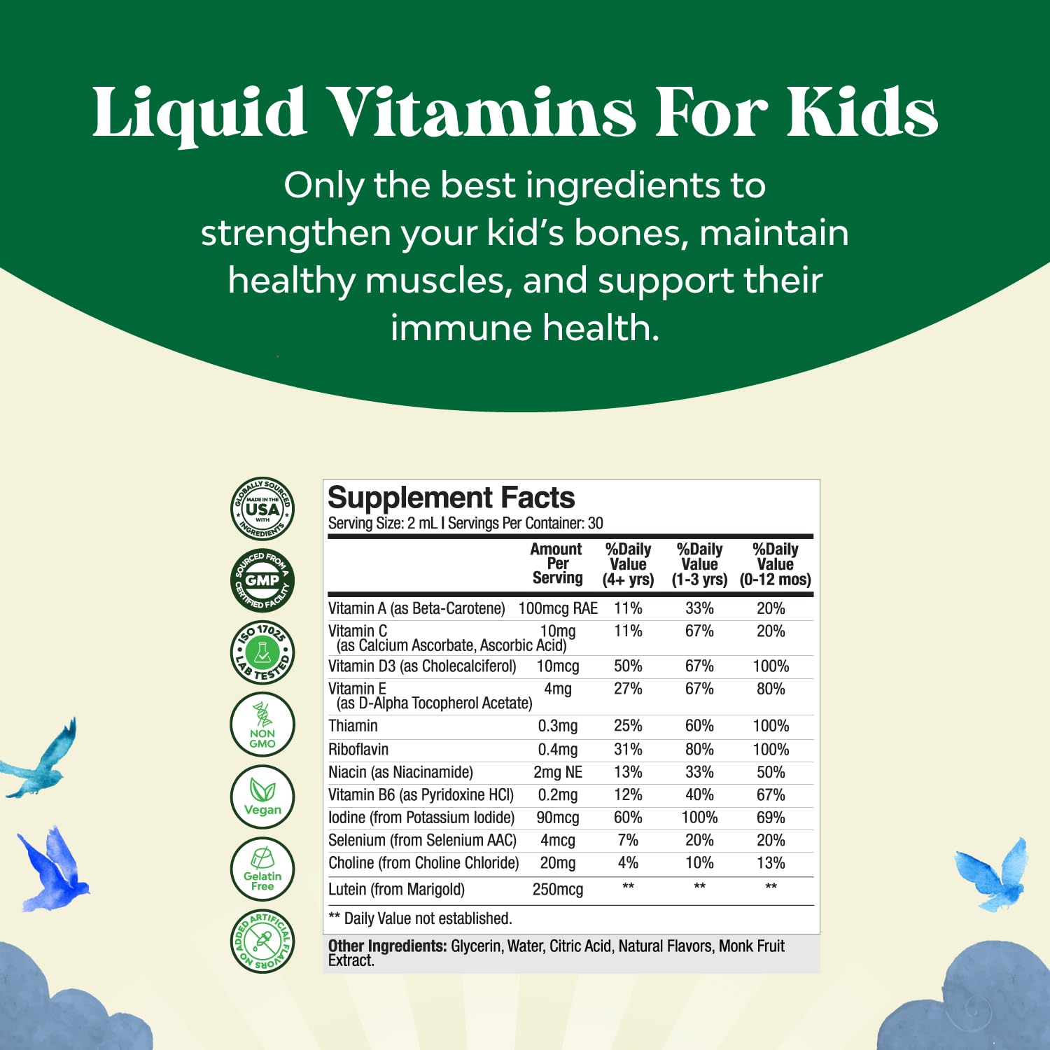 Bundle of Kids DHA Omega 3 Gummies - Fatty Acids Omega 3 6 9 for Brain Immune Strength Vision Focus Support and Liquid Multivitamin for Kids Immunity Support Natures CraftUS supplements