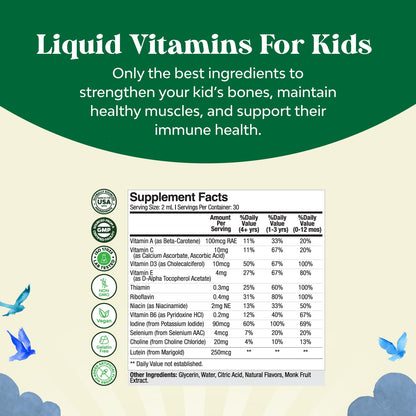 Bundle of Kids DHA Omega 3 Gummies - Fatty Acids Omega 3 6 9 for Brain Immune Strength Vision Focus Support and Liquid Multivitamin for Kids Immunity Support Natures CraftUS supplements