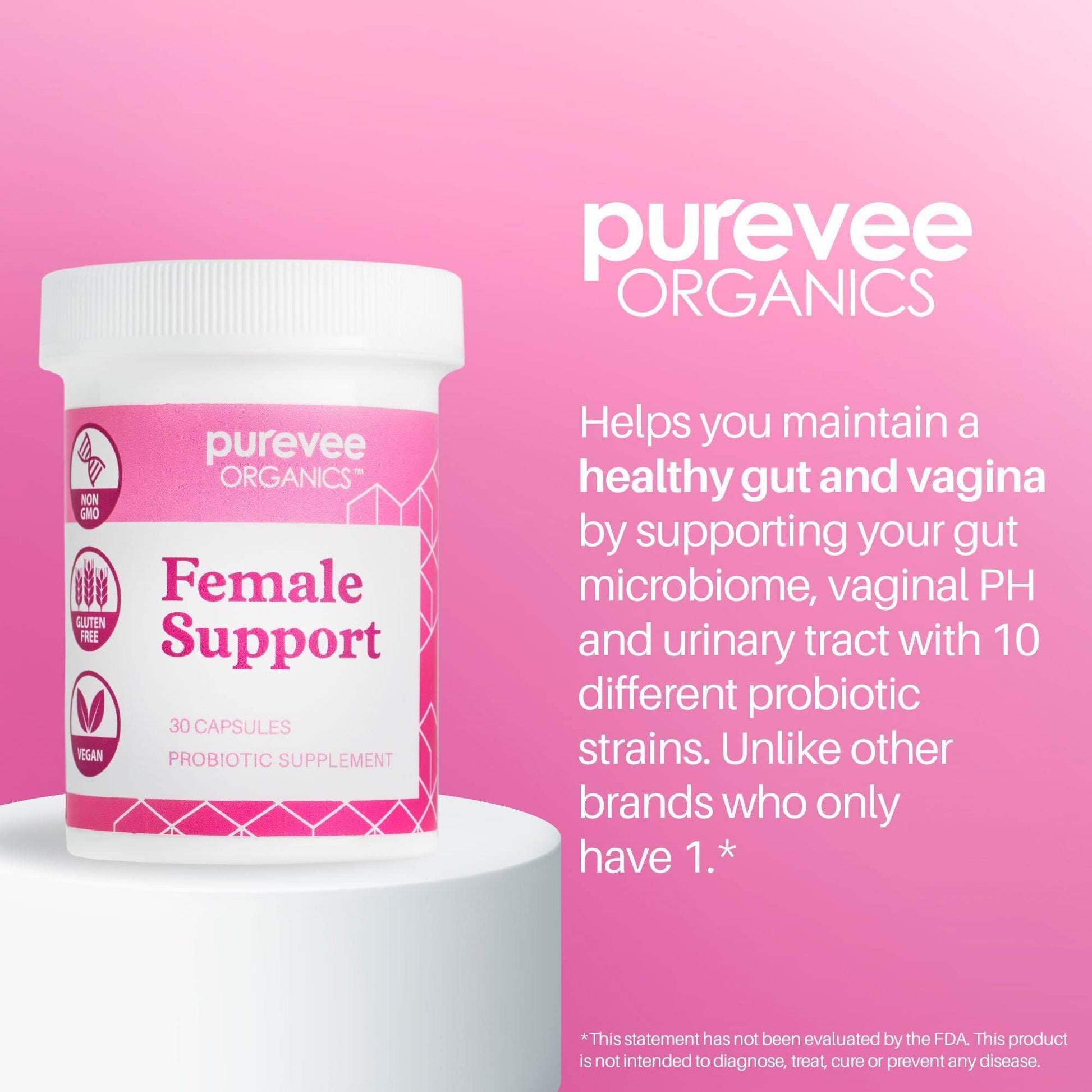 Purevee Organics Vaginal Probiotics for Women, 10 Essential Probiotic Strains, Vaginal + pH Balance Purevee OrganicsAu supplements