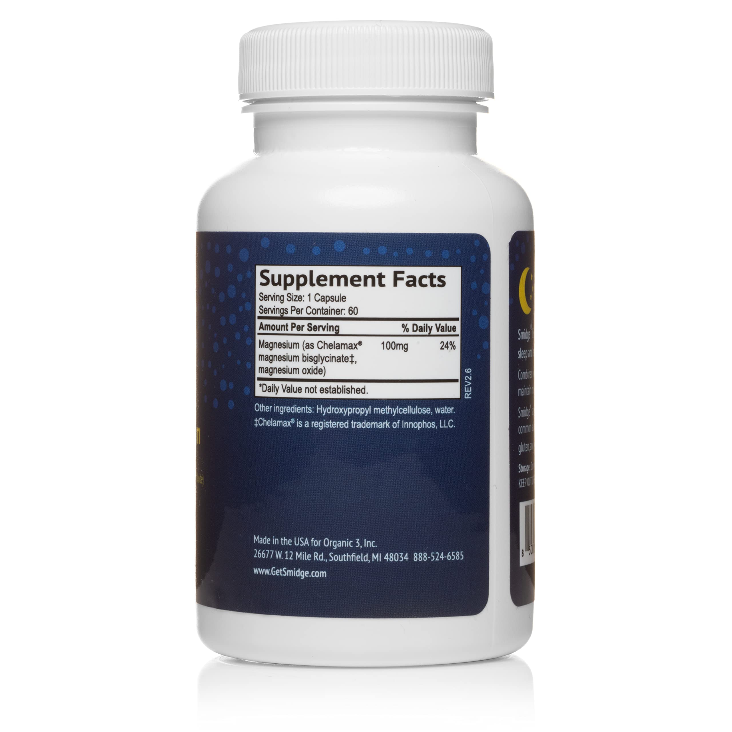 Smidge® Evening Magnesium Capsules, 60 ct. Pure, Non-GMO Magnesium Supplement to Support Rest & Relaxation. SmidgeAu supplements