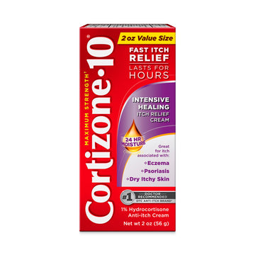 Cortizone-10 Maximum Strength Intensive Healing Itch Relief Cream, 1% Hydrocortisone, Fast-Acting, Anti-Itch Cream for Bug Bites, Rash, Eczema, Psoriasis, Poison Ivy, Oak, Sumac & More, 2 oz Cortizone 10Au supplements