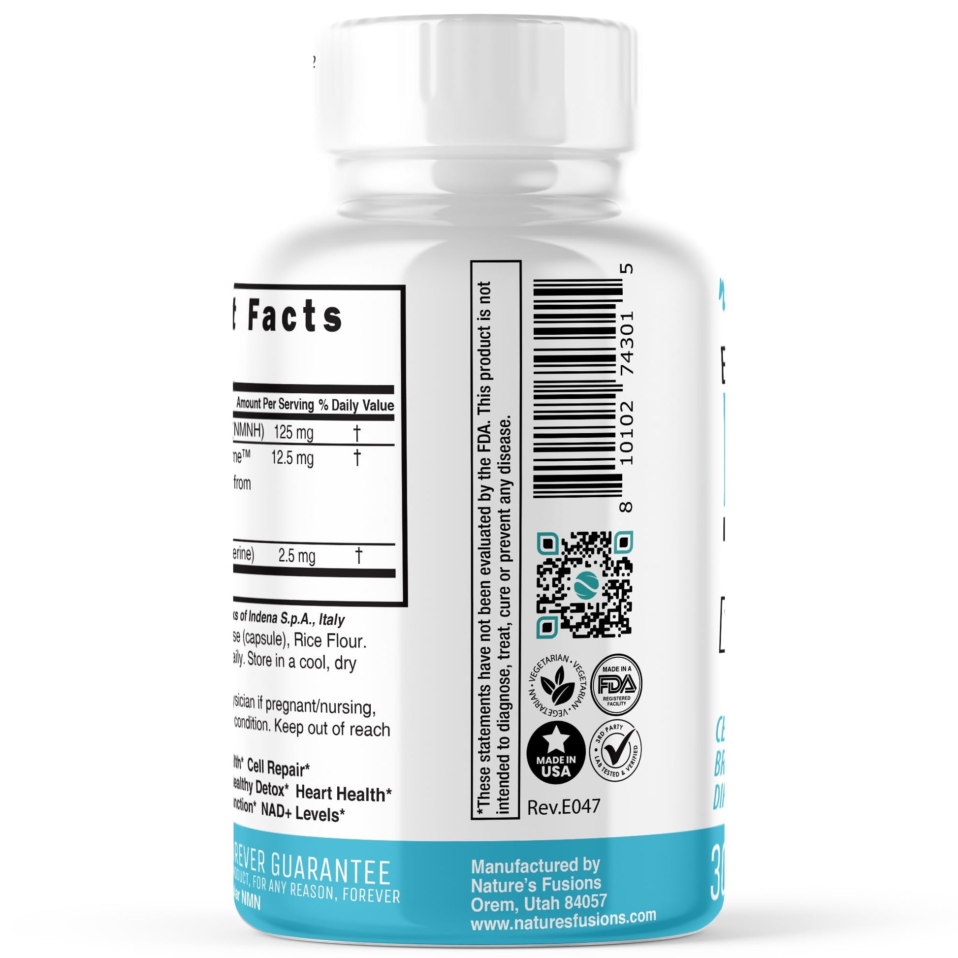 Nature's Fusions NMNH with Piperine & Quercetin - Boost NAD+ with Dihydronicotinamide Mononucleotide (30 Capsules) Nature's FusionsAu supplements