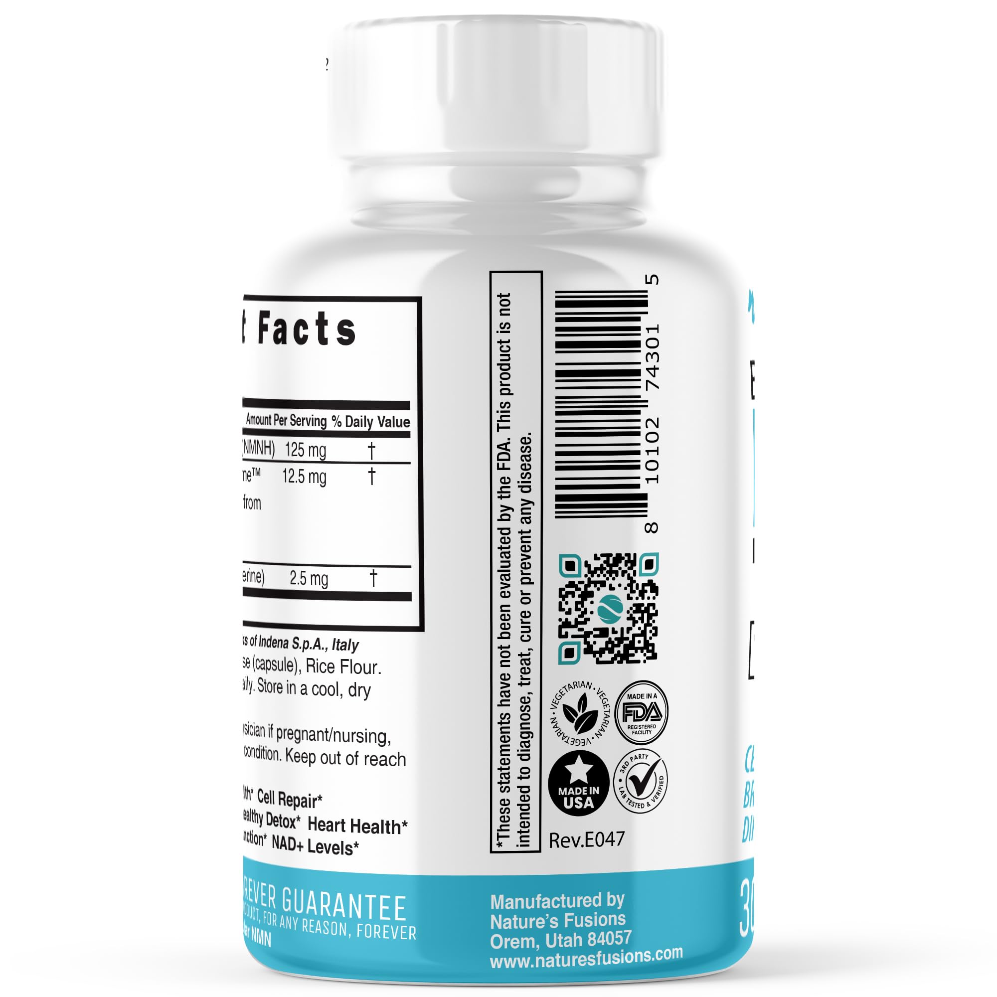 Nature's Fusions NMNH with Piperine & Quercetin - Boost NAD+ with Dihydronicotinamide Mononucleotide (30 Capsules) Nature's FusionsAu supplements