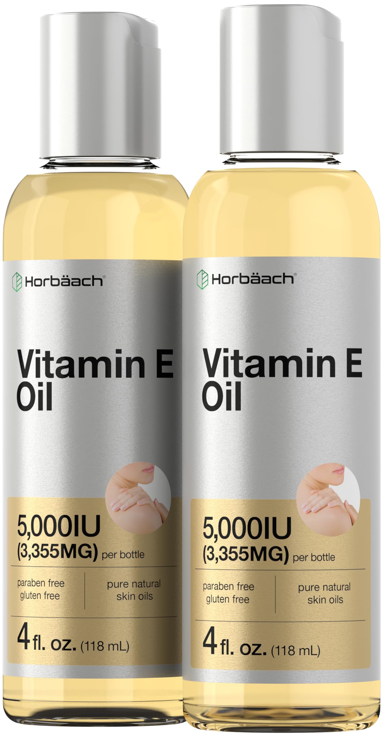 Vitamin E Oil | 5000 IU | 8 oz (2 x 4oz) Value Pack | for Skin, Hair, Face & Body | Vegetarian HorbäachAu supplements