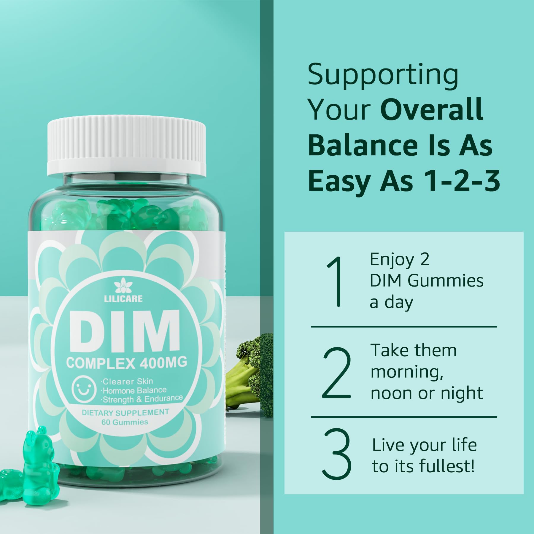 DIM Supplement Women 400mg, Estrogen Supplement for Women, Sugar Free DIM Gummies for Men & Women w/ Biotin, Flaxseed Oil, Burdock, Calendula, BioPerine for Hormone Balance, Menopause & Prostate 60Cts EnvyDealAu supplements