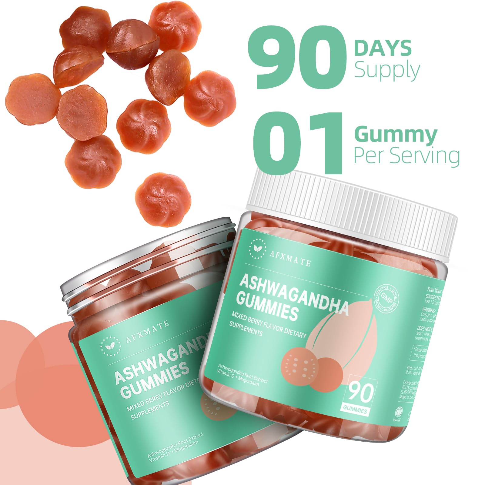 AFXMATE Ashwagandha Gummies for Women Sugar Free, Men's Ashwagandha Supplement Gummy with Vitamin D Magnesium Vegan (90 Counts) AFXMATEAu supplements