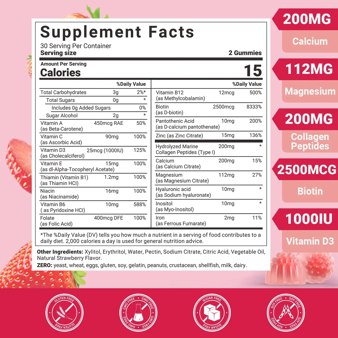 Wiszeen Sugar Free Methylated Multivitamin for Women Gummies, Biotin, Collagen, Calcium, Magnesium, Inositol, Folate, Iron, Vitamin A, C, D, E WiszeenAu supplements