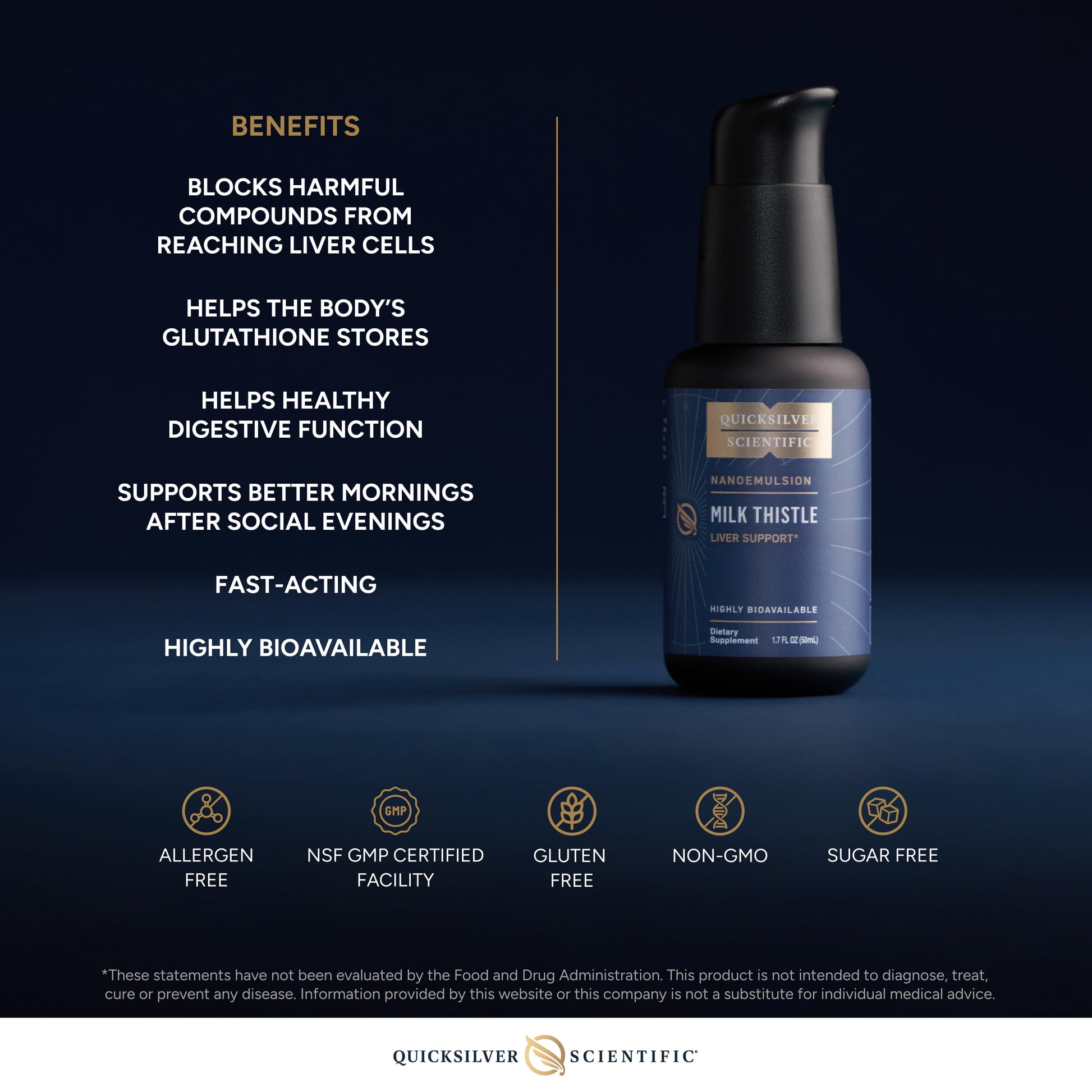 Quicksilver Scientific Nanoemulsified Milk Thistle - Silymarin Liquid with Liposome Delivery System - Immune, Detox + Liver Cleanse Support (1.7oz / 50ml) Quicksilver ScientificUS supplements