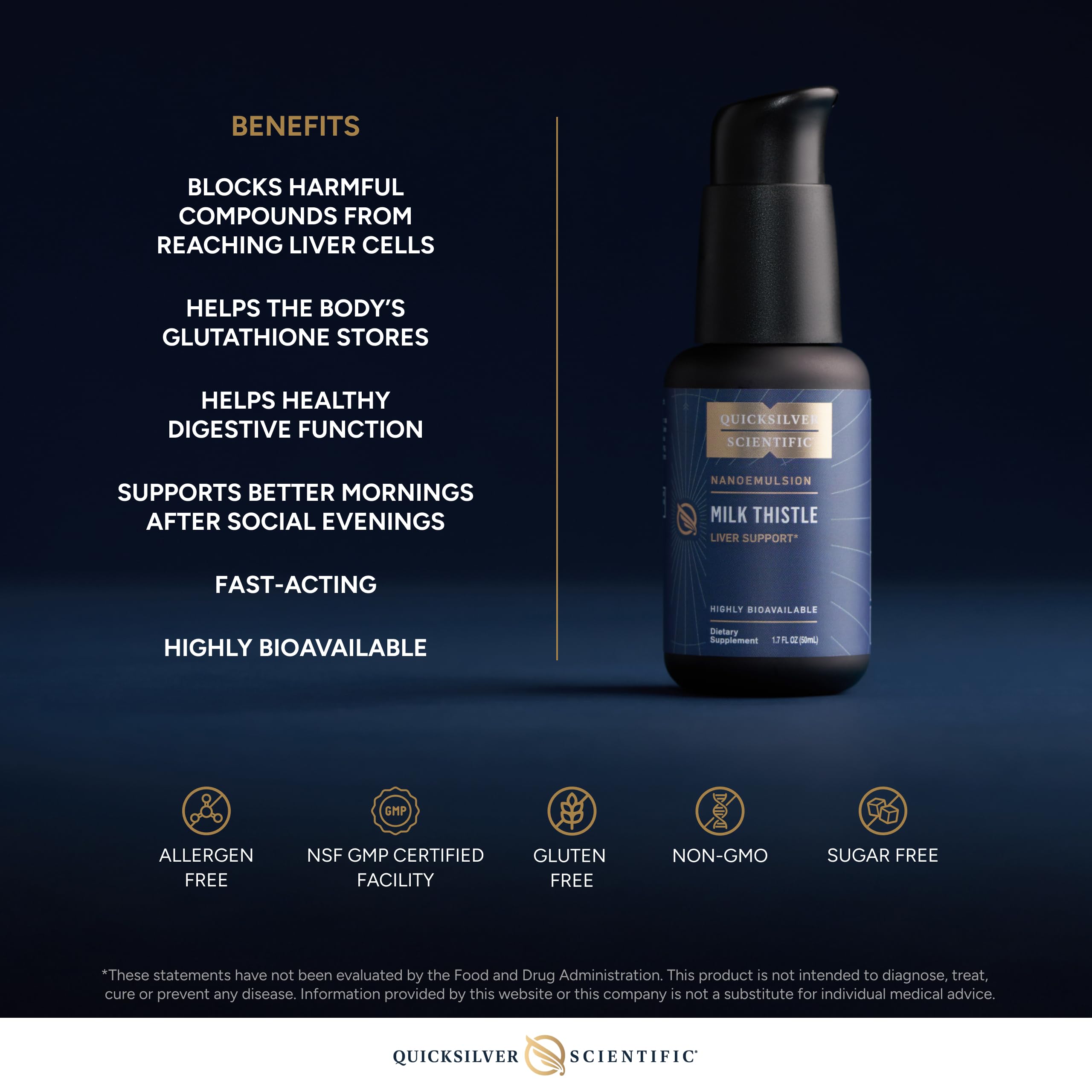 Quicksilver Scientific Nanoemulsified Milk Thistle - Silymarin Liquid with Liposome Delivery System - Immune, Detox + Liver Cleanse Support (1.7oz / 50ml) Quicksilver ScientificUS supplements