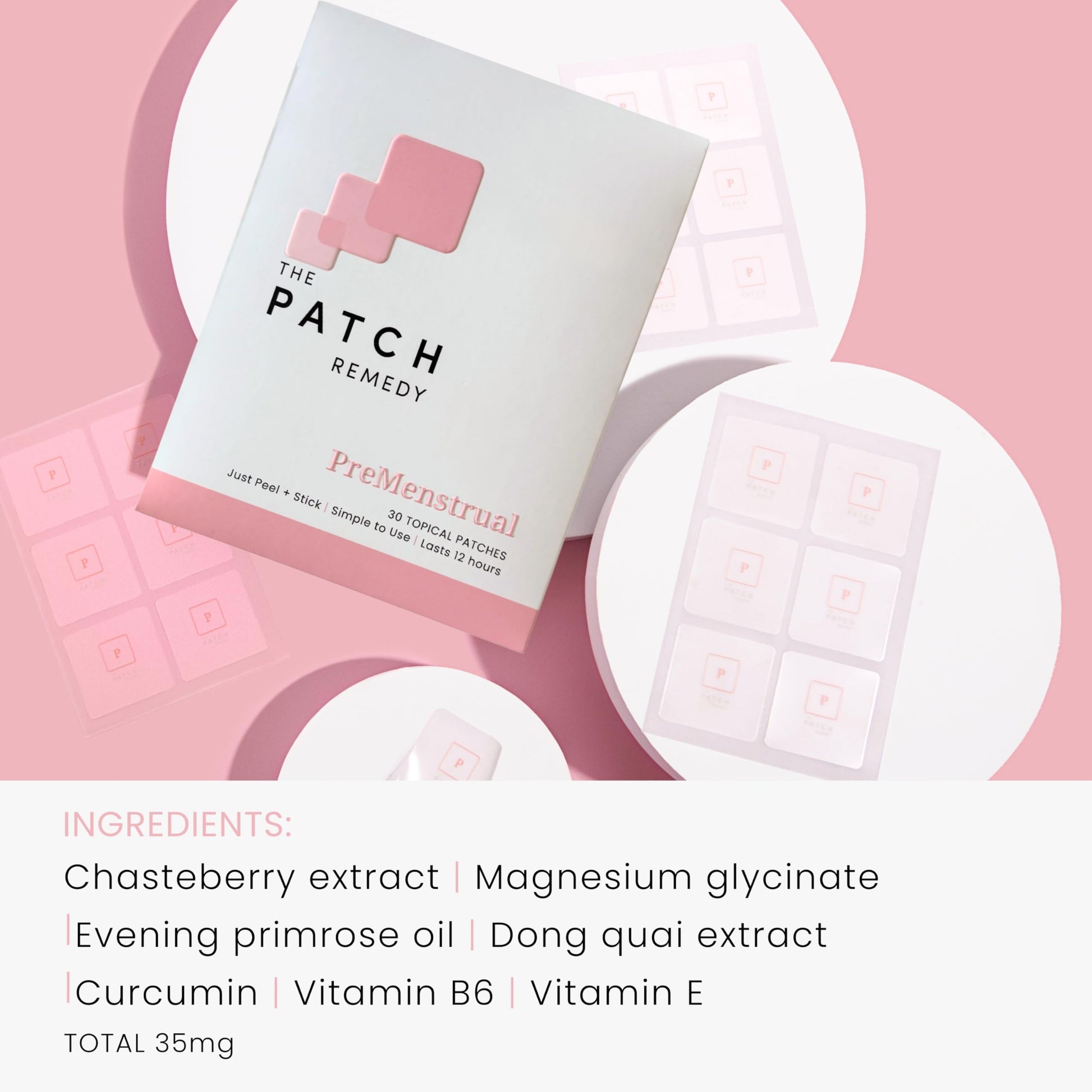 The Patch Remedy Pre Menstrual Patch | Chasteberry, Magnesium, Evening Primrose, Dong Quai, B6 & Vitamin E | 30 Patches The Patch RemedyAu supplements