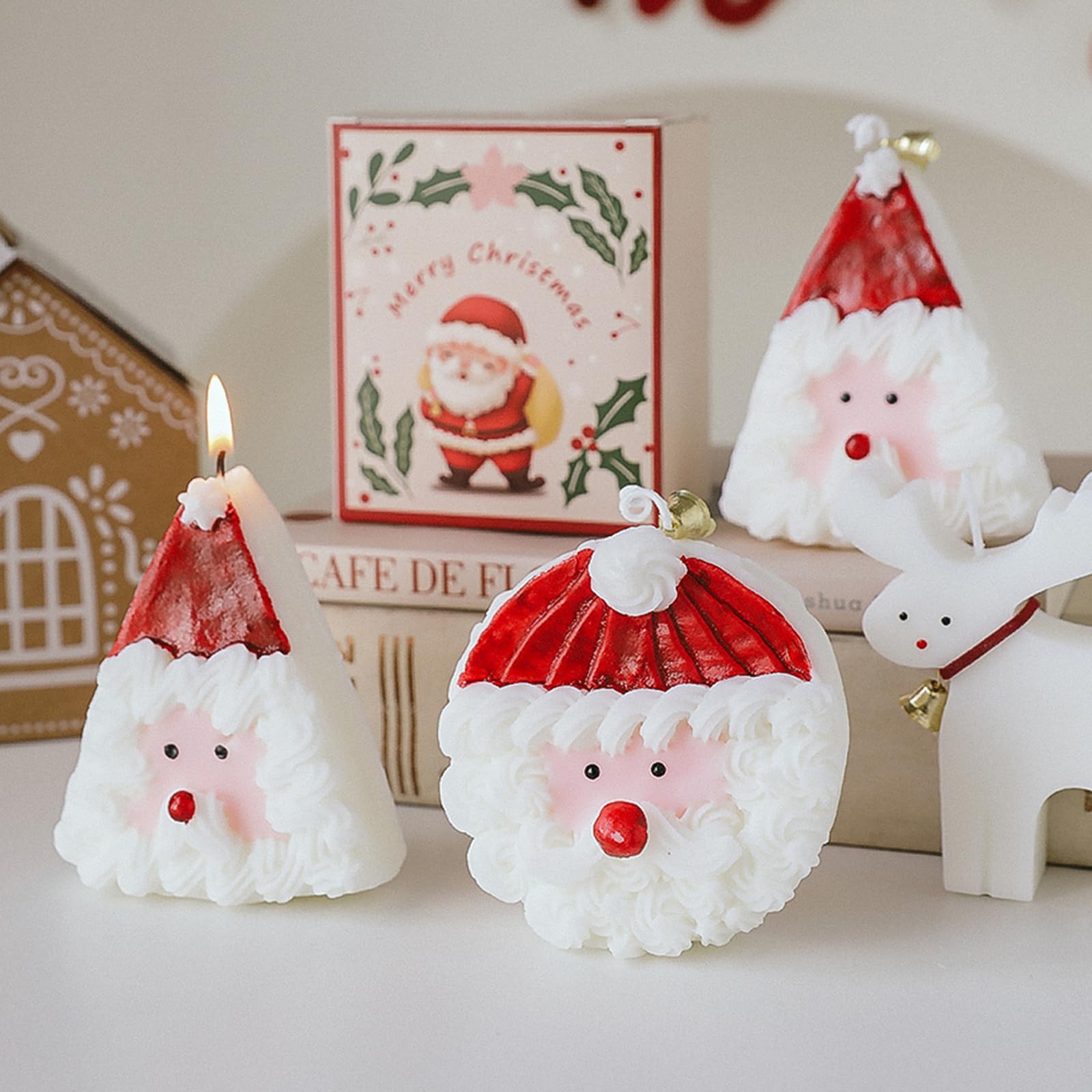 Christmas Cake Scented Candle,110G Handmade Aroma Soy Wax Santa Claus Decorative Candle T-shinAu supplements