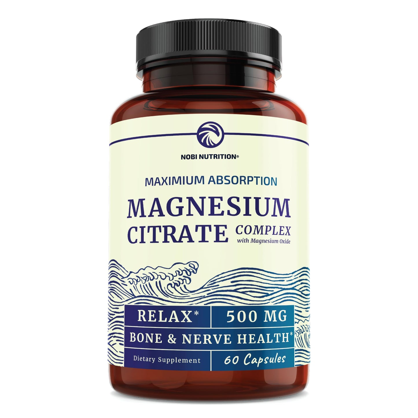 Magnesium Citrate Complex 500 MG for Calm, Relaxation, Constipation & Digestion Nobi NutritionUS supplements
