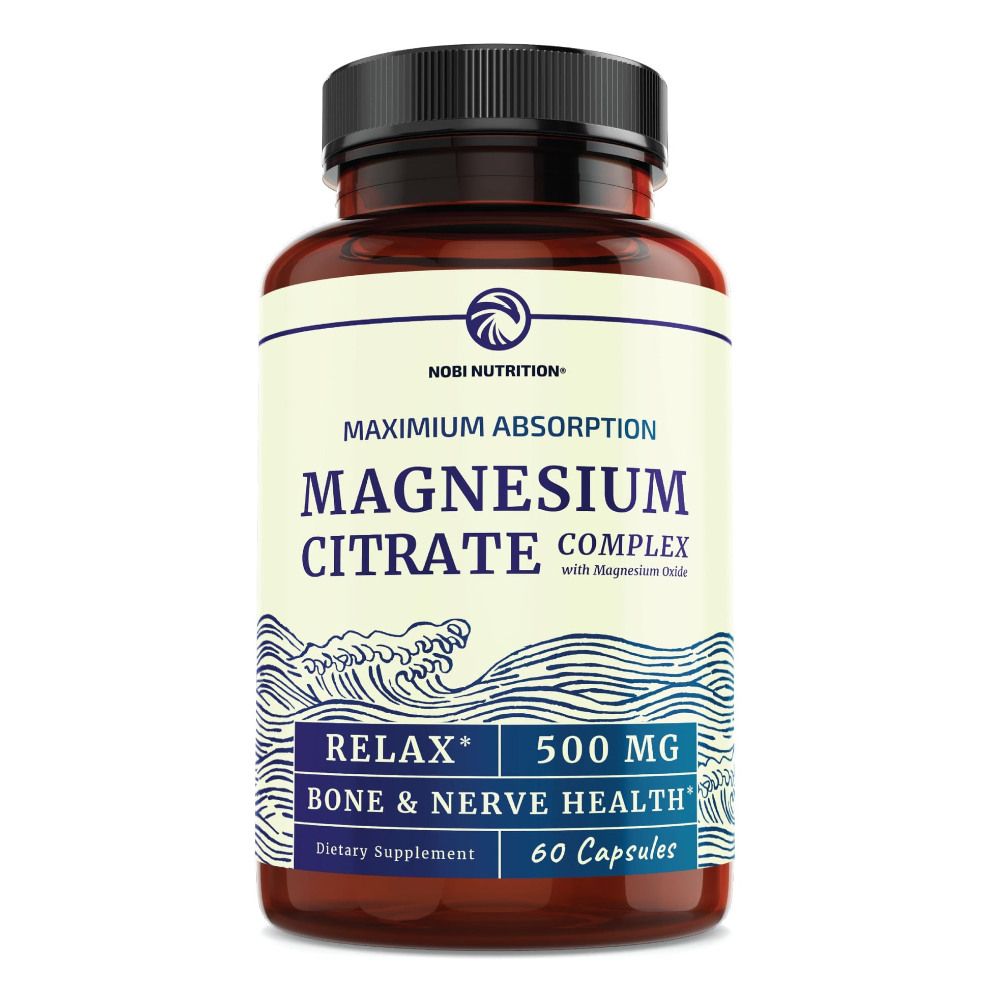 Magnesium Citrate Complex 500 MG for Calm, Relaxation, Constipation & Digestion Nobi NutritionUS supplements