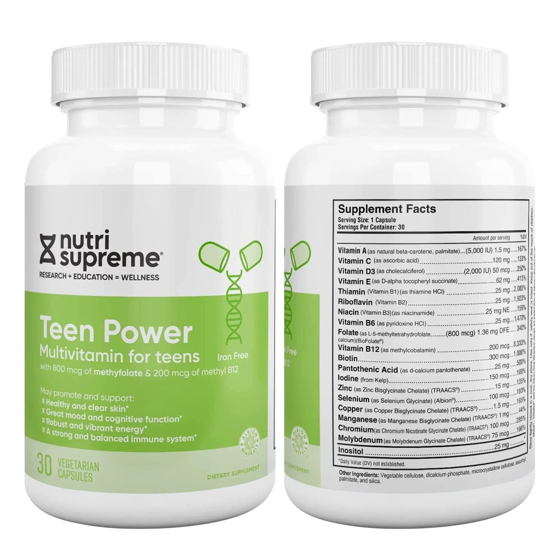 Nutri Supreme Teen Multivitamin for Boys and Girls 12-17, Best Kosher One Per Day Teen Vitamins, Formulated for Teen Development NUTRI-SUPREME RESEARCHAu supplements