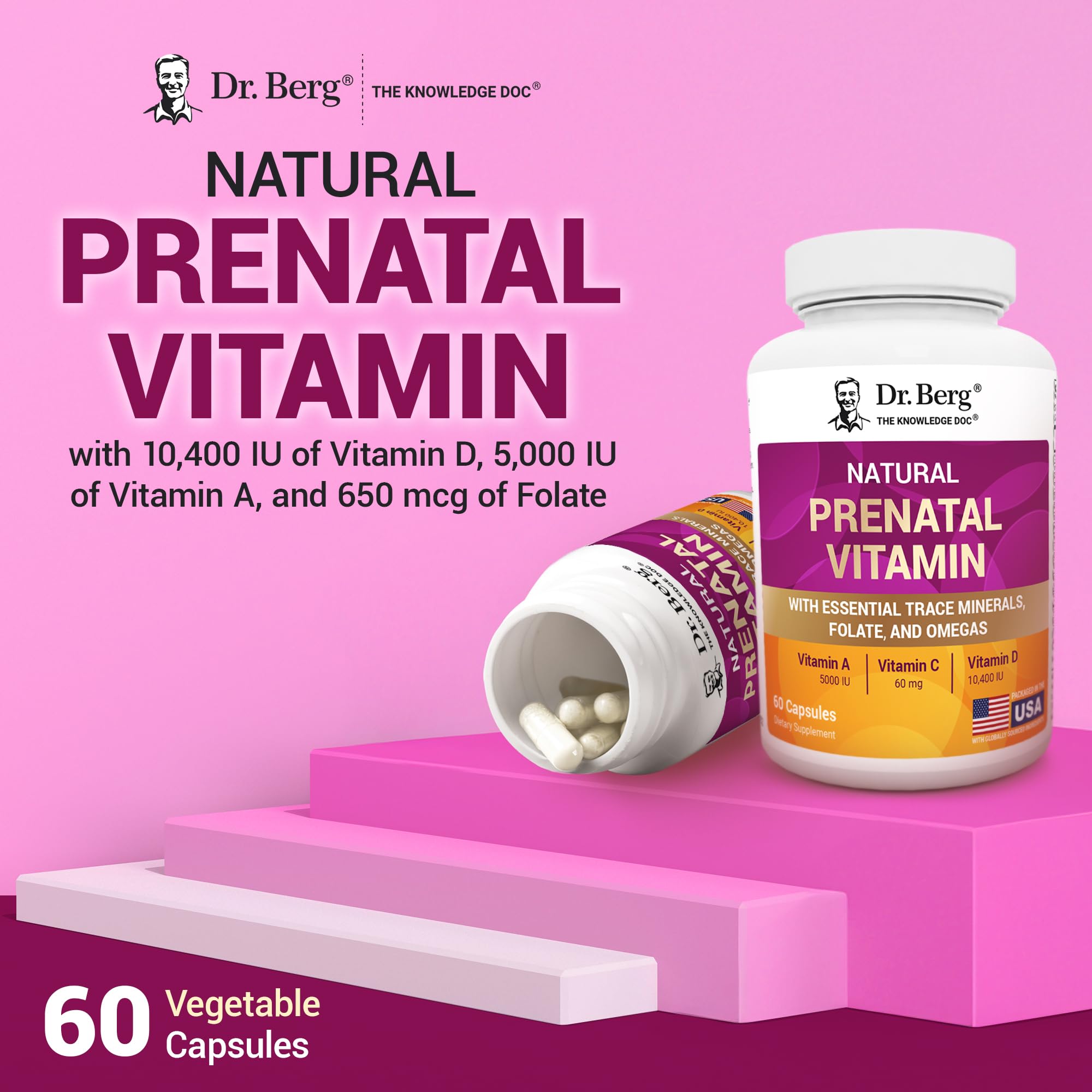 Dr. Berg Natural Prenatal Vitamins for Women (Pregnant & Nursing) - Prenatal Vitamins with Folate, Vitamins, Minerals, Omegas, &11 Powerful Superfoods - Womens Prenatal Multivitamin - 60 Capsules Dr. Berg NutritionalsAu supplements
