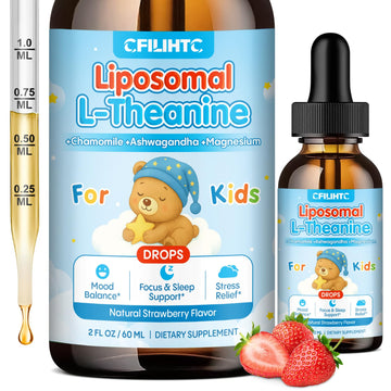 Liposomal L-Theanine Drops for Kids & Adults – Liquid L-Theanine Supplement with Magnesium Glycinate, Ashwagandha, Chamomile, Vitamin B6 & D3 – Supports Calm, Focus & Restful Sleep – Strawberry Flavor CFILIHTCAu supplements
