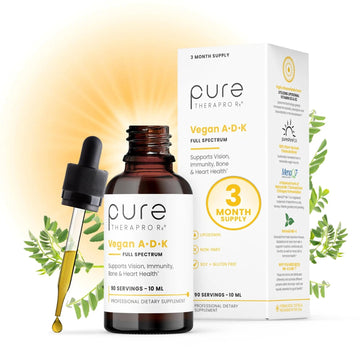 Pure Therapro Rx Vegan A-D-K Drops 10 Ml, Made in USA | 3 Month Supply | Vitamin A (Palmitate), Liposomal Vitamin D3 (Pureshine) Pure Therapro RxAu supplements