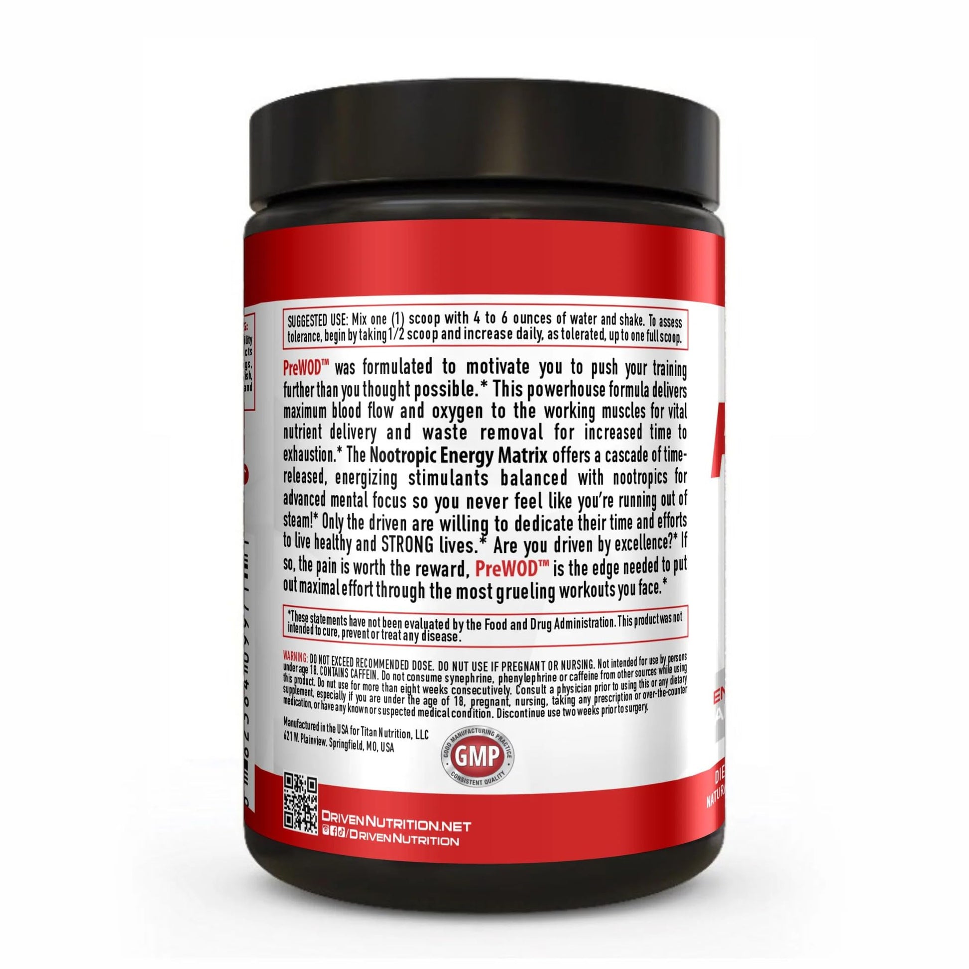 Driven PREWOD Energy Matrix, 50 Servings - Pre-Workout Supplement with Caffeine Driven NutritionAu supplements