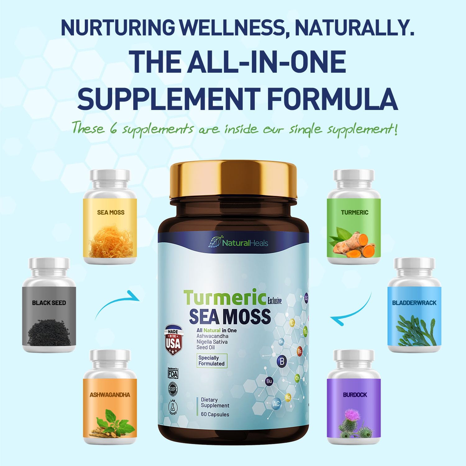 Natural Heals Sea Moss 3000mg: Black Seed Oil 2000mg Ashwagandha 1000mg Turmeric Natural HealsAu supplements