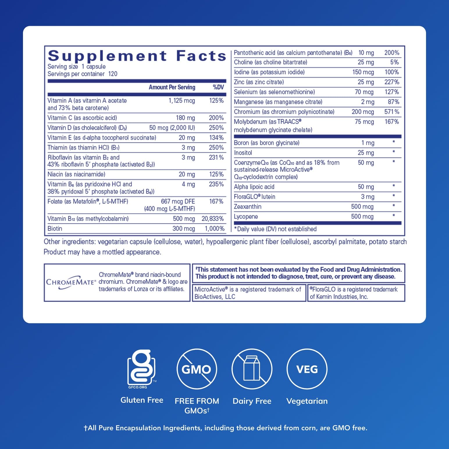 Pure Encapsulations O.N.E. Multivitamin - Once Daily Multivitamin with Antioxidant Complex Metafolin, CoQ10, and Lutein to Support Vision, Cognitive Function Pure EncapsulationsAu supplements