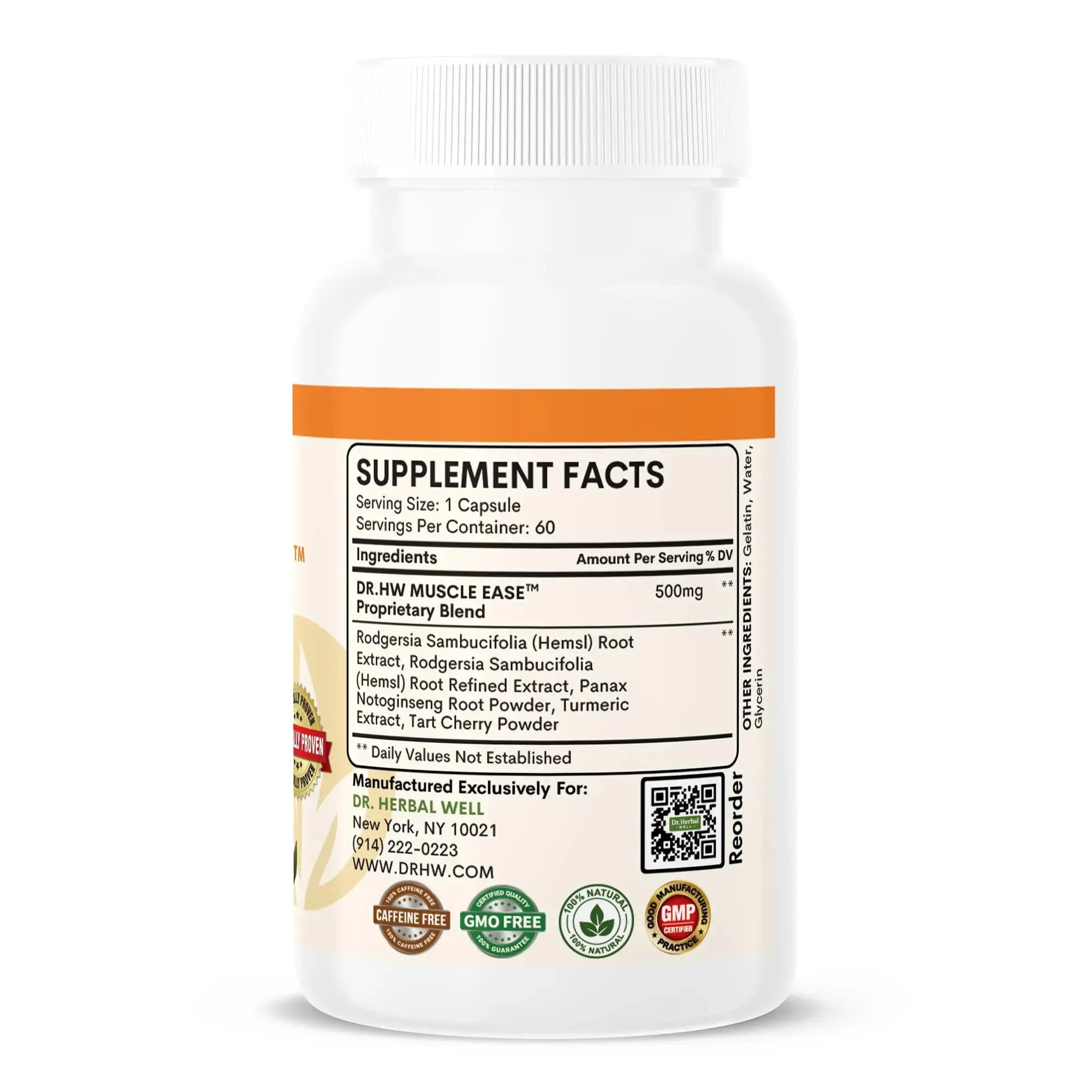 DR.HERBAL WELL Muscle Ease - Joint, Muscle & Nerve Support Fast Acting Relax Comfort Recovery Natural Herbal Supplement - (60 Capsules) MAX-Strength DR. HERBAL WELLAu supplements